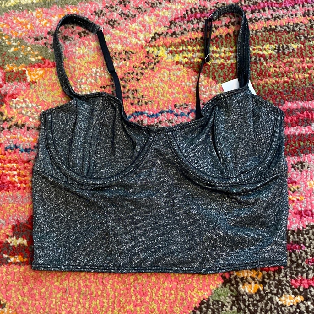 Gilly Hicks Black Sparkling Corset Top Size Small never worn